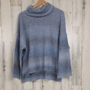 Time and Tru Oversized Heathered Blue Cowl Neck Sweater Size Large 12-14